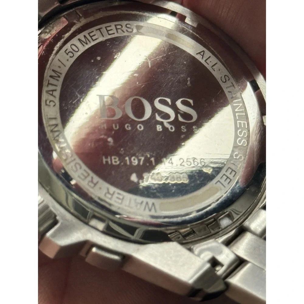 Hugo Boss Men's Stainless Steel Chronograph‎ Watch White Dial Quartz HB197